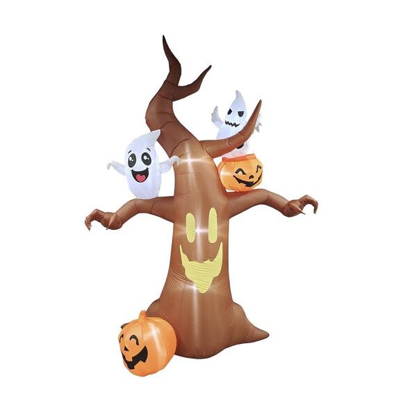 Halloween 10ft tall Inflatable Dead Tree Ghosts Pumpkins Outdoor LED Decoration - Picture 2 of 9